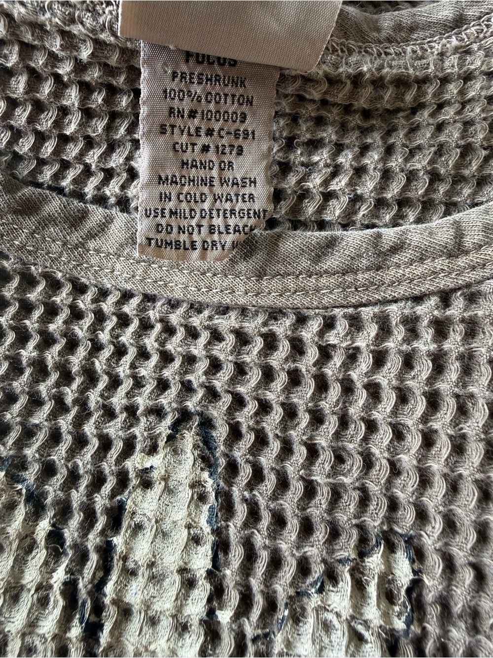Focus Waffle Knit Daisy Top Vintage Y2K Boho Thermal S - Picture 4 of 5